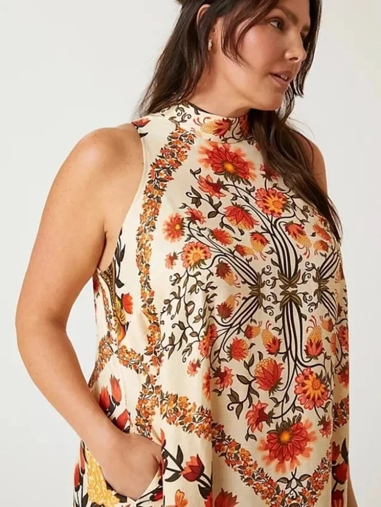 FARM Rio halter maxi dress with pockets sz M - Picture 5 of 7